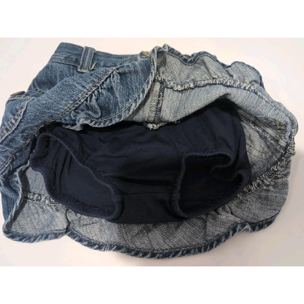 Vintage OshKosh Bgosh Girls Denim Skirt Ruffle 18 Months Blue Striped Y2K Rare